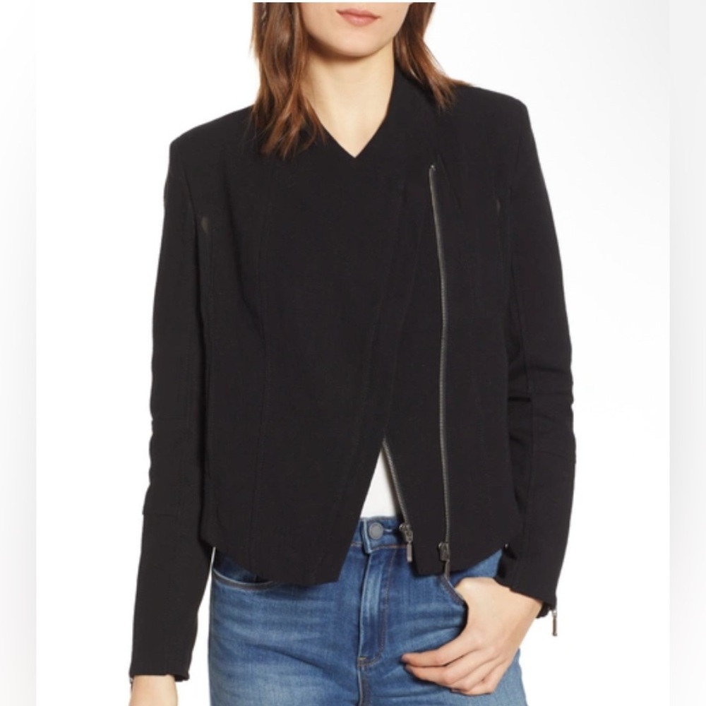 Blank NYC Black Asymmetrical Zip Bomber Jacket